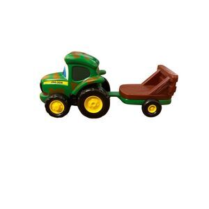 John Deere by ERTL Diecast Green & Brown Metal Tractor with Cart Animated Eyes